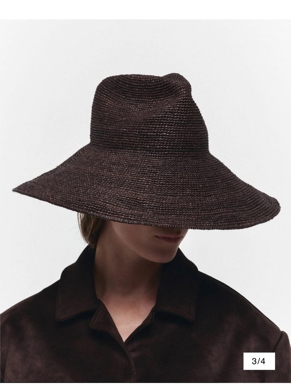 NWT Waverly Janessa Leone Wide Brim Straw Hat - Chocolate Brown